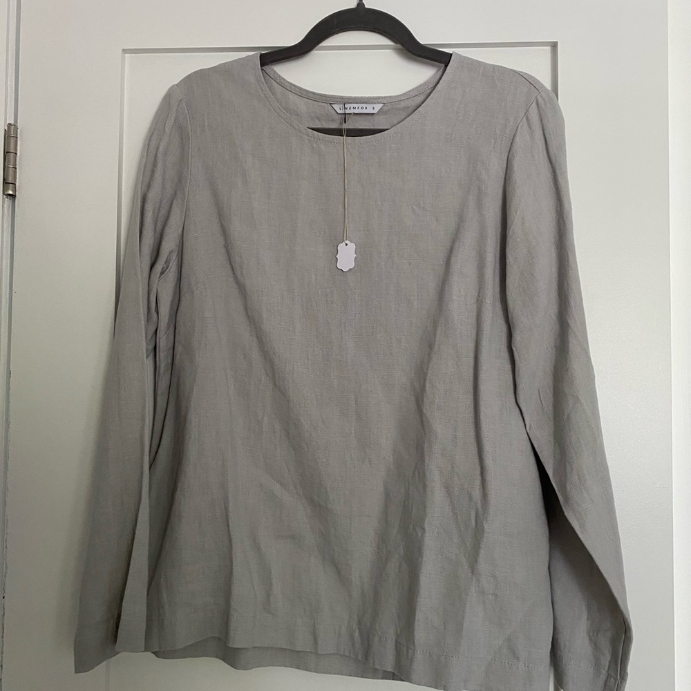 Linen Gray Long Sleeve Classic Crew Neck